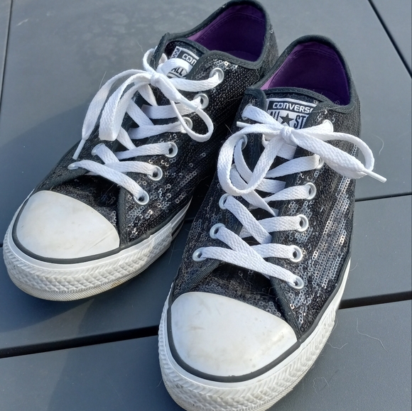 Converse Shoes - Black Sequin Converse